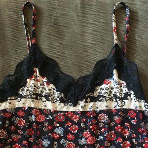 Flower Print Laced Edge Spaghetti Tank